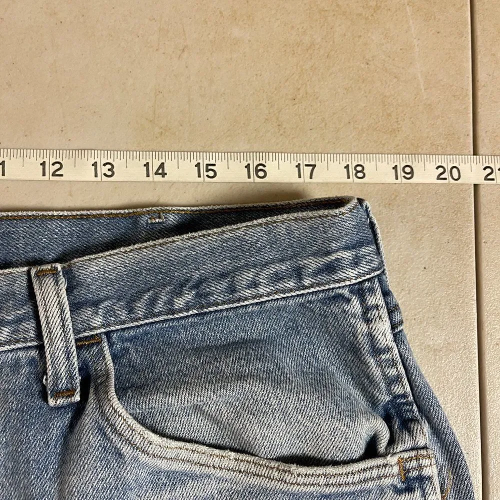 VINTAGE RUSTLER DISTRESSED FADED LIGHT BLUE DENIM JEANS  38x32 - Picture 7 of 11